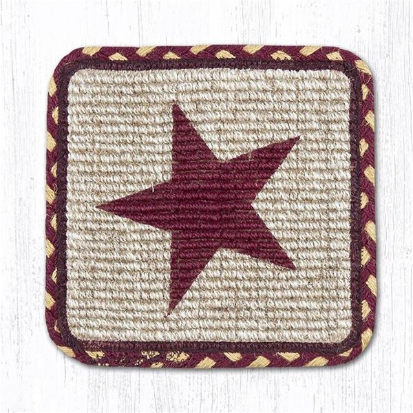 Capitol Importing Co 9 x 9 in. Burgundy Star Wicker Weave Table Accent Rug 83-357BS
